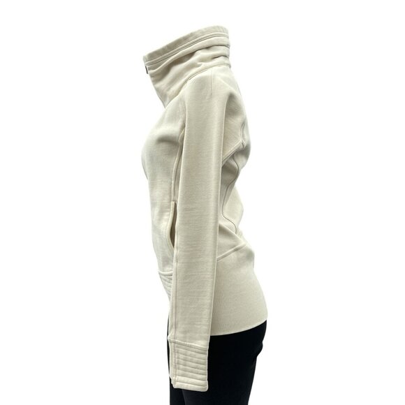 Lululemon Women High-Neck Zip-Up Radiant Jacket Side Pockets Long Sleeve Cream 6 - Picture 15 of 16